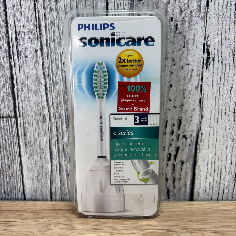 Philips Sonicare Genuine E-Series Toothbrushe 3 Brush Heads Damaged Packaging